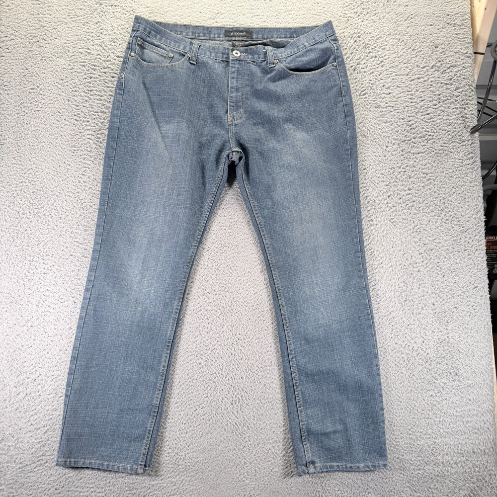 Vintage M. Society Jeans Men 42x32 Blue Cotton Denim Straight Travel Baggy Faded